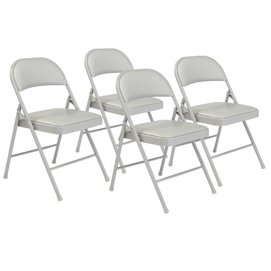 Picture of National Public Seating Commercialine 950 Series Vinyl Upholstered Folding Chairs, Gray, Set Of 4 Chairs