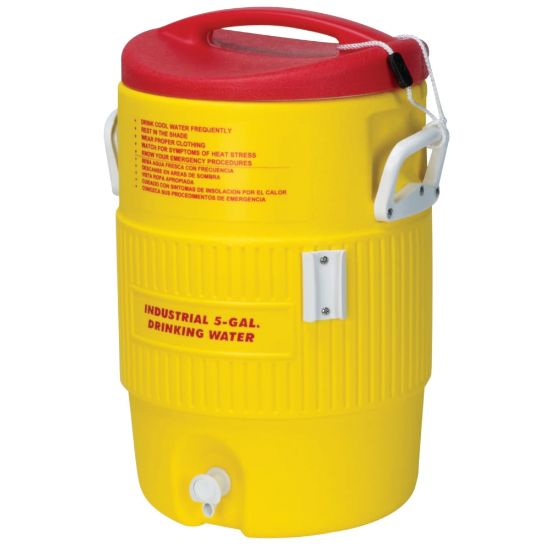 Picture of Heat Stress Solution Water Coolers, 5 Gallon, Red and Yellow