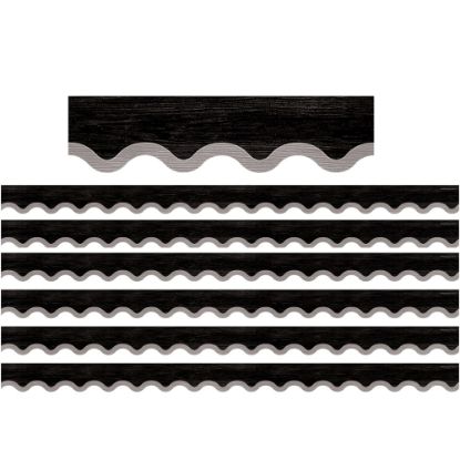 Picture of Teacher Created Resources Scalloped Border Trim, Modern Farmhouse Black/Gray, 35ft Per Pack, Set Of 6 Packs