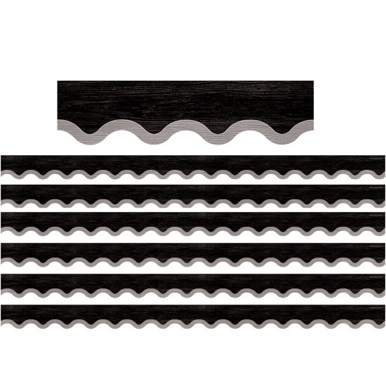 Picture of Teacher Created Resources Scalloped Border Trim, Modern Farmhouse Black/Gray, 35ft Per Pack, Set Of 6 Packs