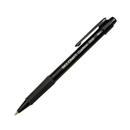 Picture of SKILCRAFT AbilityOne Retractable Cushion Grip Ballpoint Pens, Medium Point, Black, Pack Of 12 Pens