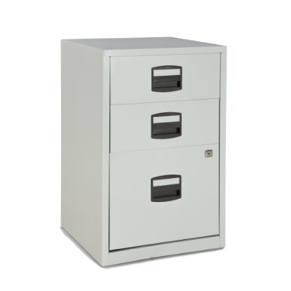 Picture of Bisley 14-13/16inD Vertical 3-Drawer Under-Desk File Cabinet, Light Gray