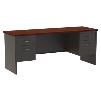 Picture of WorkPro Modular 72inW x 24inD Double-Pedestal Computer Desk, Charcoal/Mahogany