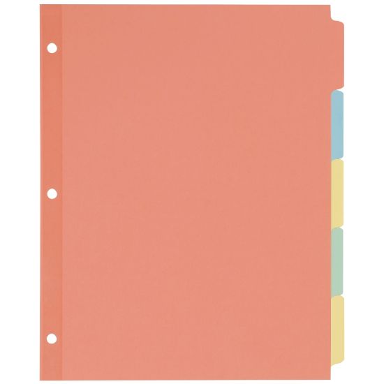 Picture of Avery Write-On Paper Dividers For 3 Ring Binders, 8.5in x 11in, 5-Tab Set, Multicolor, Pack Of 36 Sets