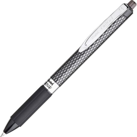 Picture of Pentel Oh! Gel Retractable Gel Pen, Medium Point, 0.7 mm, Carbon Fiber Barrel, Black Ink