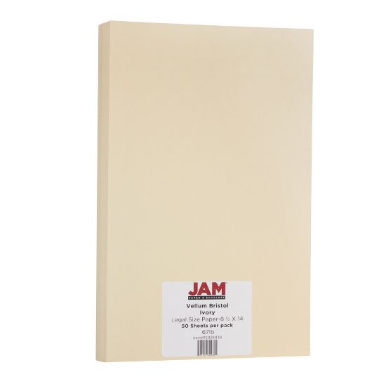 Picture of JAM Paper Legal Card Stock, Vellum Bristol Ivory, Legal (8.5in x 14in), 67 Lb, Pack Of 50