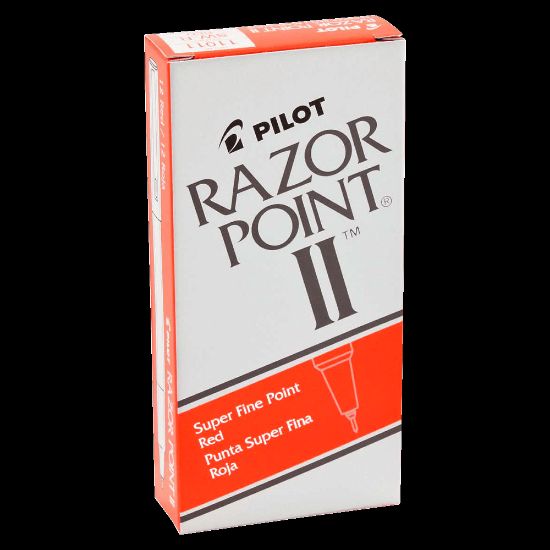 Picture of Pilot Razor Point II Marker Pens - Super Fine Pen Point - 0.3 mm Pen Point Size - Red - Red Barrel - Plastic Tip - 12 / Dozen