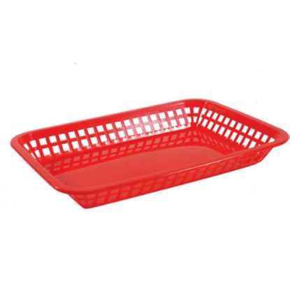 Picture of Tablecraft Rectangular Plastic Platter Baskets, 1-1/2inH x 8-1/2inW x 11-3/4inD, Red, Pack Of 12 Baskets