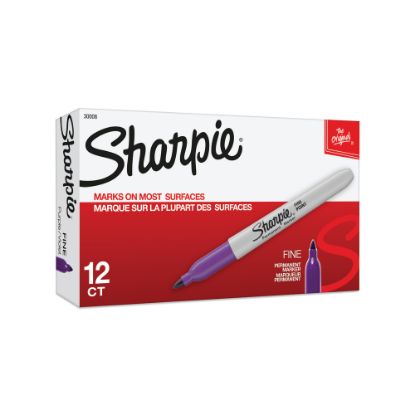 Picture of Sharpie Permanent Markers, Fine Point, Purple, Pack Of 12