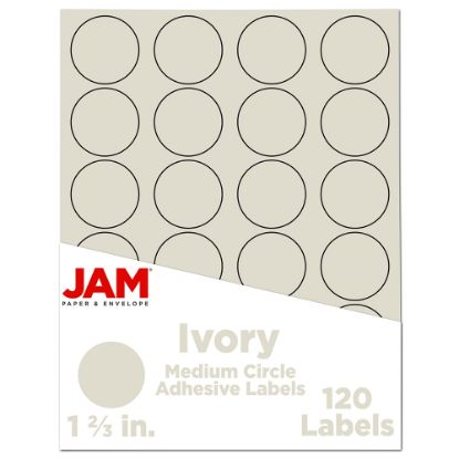 Picture of JAM Paper Circle Label Sticker Seals, 1 2/3in, Ivory, Pack Of 120