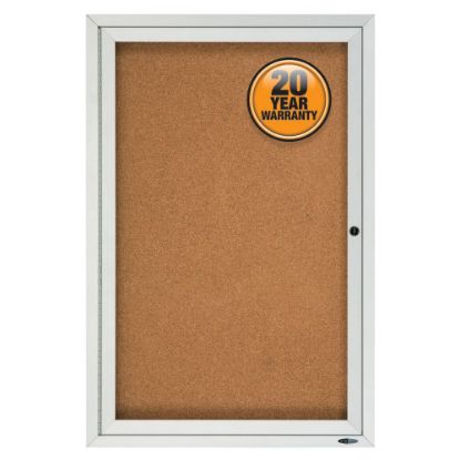 Picture of Quartet Enclosed Outdoor 1-Door Bulletin Board, 36in x 24in, Aluminum Frame With Silver Finish