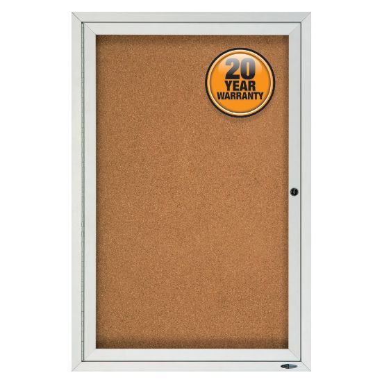 Picture of Quartet Enclosed Outdoor 1-Door Bulletin Board, 36in x 24in, Aluminum Frame With Silver Finish