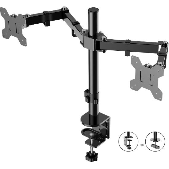 Picture of Rocelco RDM2 Desk Mount for LCD Monitor, LED Monitor, Display Stand - Height Adjustable - 2 Display(s) Supported - 13in to 27in Screen Support - 35.27 lb Load Capacity - 75 x 75, 100 x 100 - VESA Mount Compatible - 4 / Carton