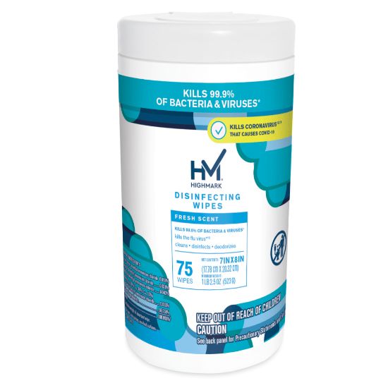 Picture of Highmark Disinfectant Wipes, White, Container Of 75