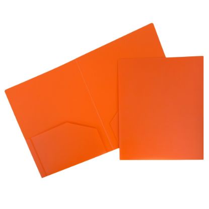 Picture of JAM Paper Plastic 2-Pocket School POP Folders, 9 1/2in x 11 1/2in, Orange, Pack Of 6