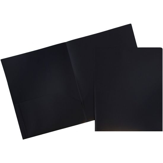 Picture of JAM Paper Plastic 2-Pocket POP Folders, 9 1/2in x 11 1/2in, Black, Pack Of 6