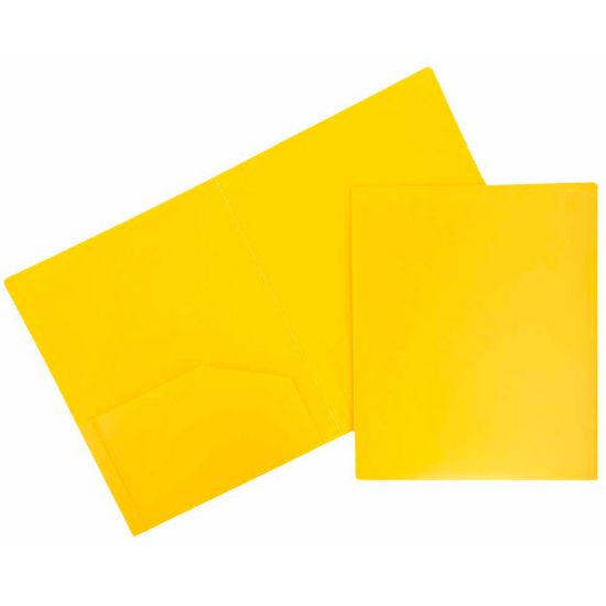 Picture of JAM Paper Heavy Duty Plastic Two Pocket Presentation Folders, 9 1/2in x 11 1/2in, Yellow, Pack Of 6