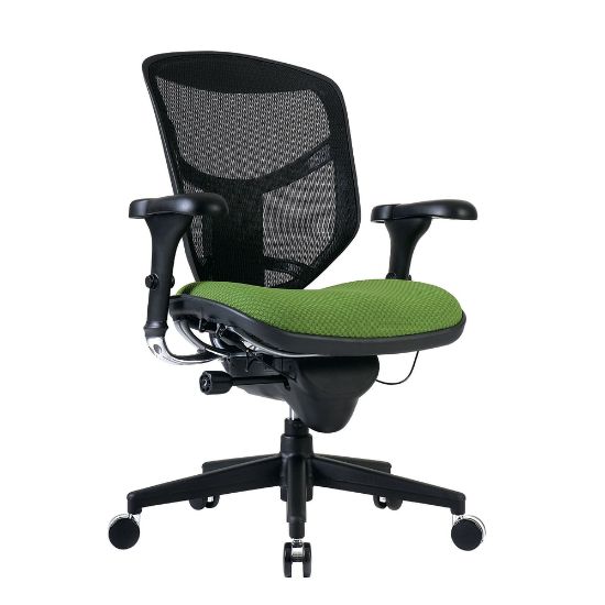 Picture of WorkPro Quantum 9000 Series Ergonomic Mesh/Premium Fabric Mid-Back Office Chair, Black/Lime, BIFMA Compliant