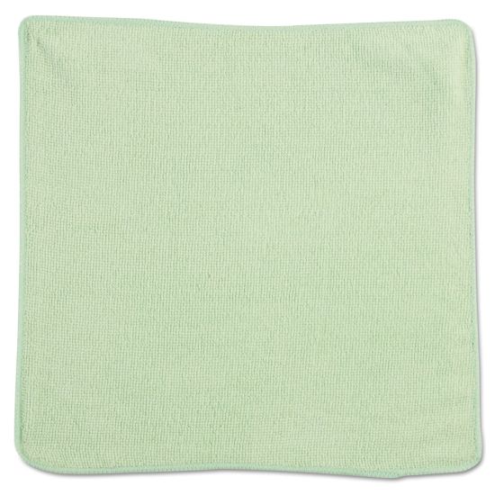 Picture of Rubbermaid Commercial Products, Light Commercial Microfiber Cloths, 12in x 12in, Green, Pack of 24 Cloths