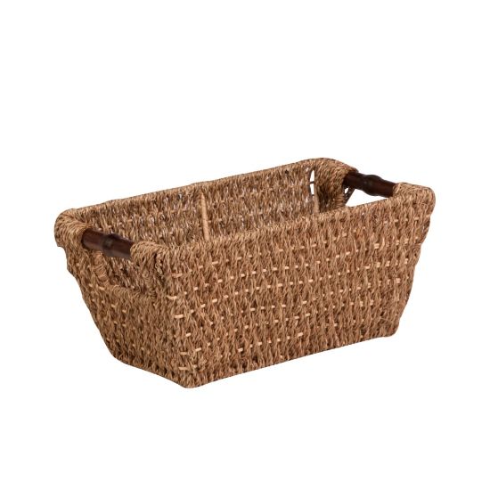 Picture of Honey-Can-Do Seagrass Basket With Handles, Small Size, 6 1/4in x 6 1/4in x 14 1/4in, Brown/Natural