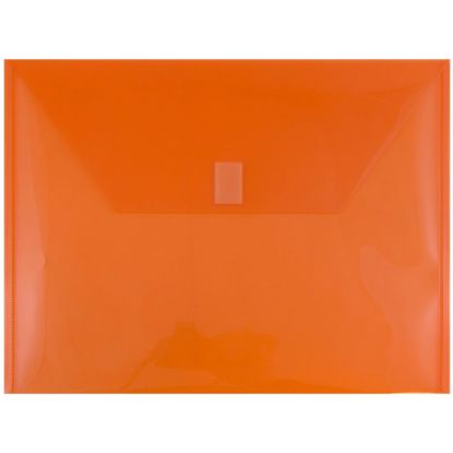 Picture of JAM Paper Plastic Booklet Envelopes, Letter-Size, 9 3/4in x 13in, Hook & Loop Closure, Orange, Pack Of 12