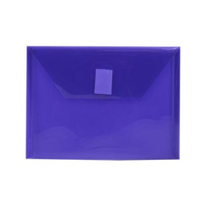 Picture of JAM Paper Plastic Booklet Envelopes With Hook-And-Loop Fastener, 5 1/2in x 7 1/2in, Gummed Seal, Purple, Pack Of 12