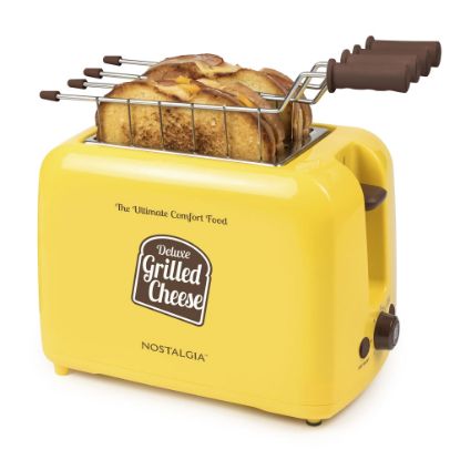 Picture of Nostalgia Electrics Deluxe Extra-Wide Slot Grilled Cheese Sandwich Toaster With Easy-Clean Toasting Baskets, Yellow