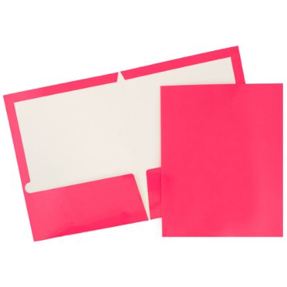 Picture of JAM Paper Glossy 2-Pocket Presentation Folders, Hot Pink, Pack Of 6