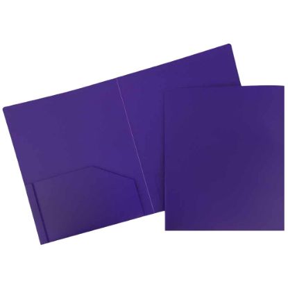 Picture of JAM Paper Heavy-Duty 2-Pocket Plastic Presentation Folders, 9in x 12in, Purple, Pack Of 6