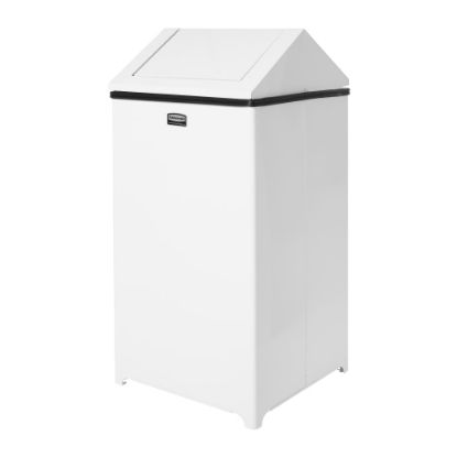 Picture of Rubbermaid Wastemaster Square Steel Swing-Top Refuse Container, 29 Gallons, White