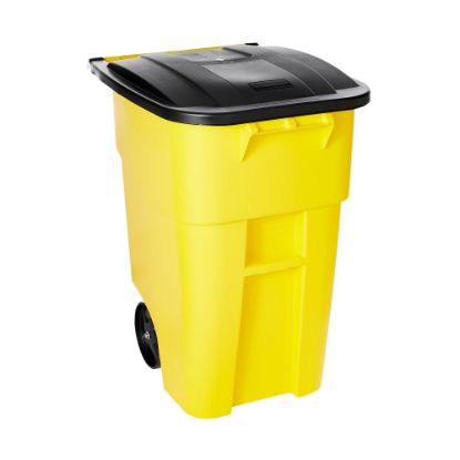 Picture of Rubbermaid Brute Square Plastic Rollout Container, 50-Gallons, Yellow