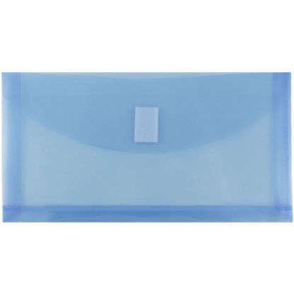 Picture of JAM Paper Plastic Booklet Envelopes, #10, Hook-And-Loop Closure, Blue, Pack Of 12