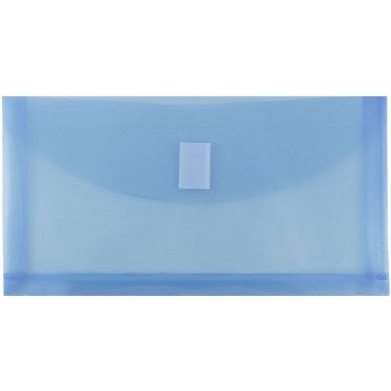 Picture of JAM Paper Plastic Booklet Envelopes, #10, Hook-And-Loop Closure, Blue, Pack Of 12