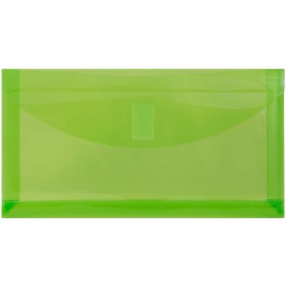 Picture of JAM Paper Plastic Booklet Envelopes, #10, Hook-And-Loop Closure, Lime Green, Pack Of 12