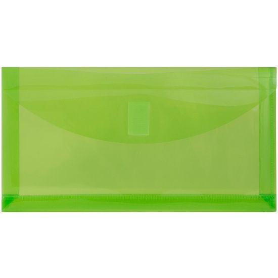 Picture of JAM Paper Plastic Booklet Envelopes, #10, Hook-And-Loop Closure, Lime Green, Pack Of 12