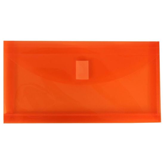 Picture of JAM Paper Plastic Booklet Envelopes, #10, Hook-And-Loop Closure, Orange, Pack Of 12