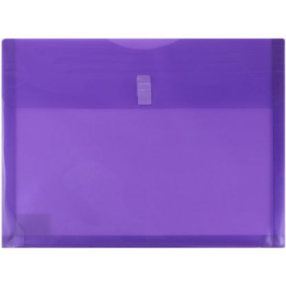 Picture of JAM Paper Plastic Booklet Envelopes, Letter-Size, 9 3/4in x 13in, Hook & Loop Closure, Light Purple, Pack Of 12