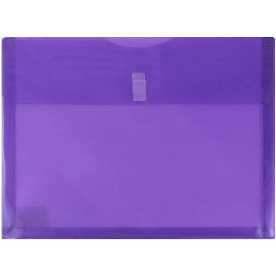 Picture of JAM Paper Plastic Booklet Envelopes, Letter-Size, 9 3/4in x 13in, Hook & Loop Closure, Light Purple, Pack Of 12