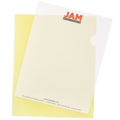 Picture of JAM Paper Plastic Sleeves, 9in x 11 1/2in, 1in Capacity, Yellow, Pack Of 12