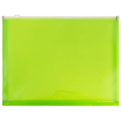 Picture of JAM Paper #10 Plastic Envelopes, Zipper Closure, Lime Green, Pack Of 12