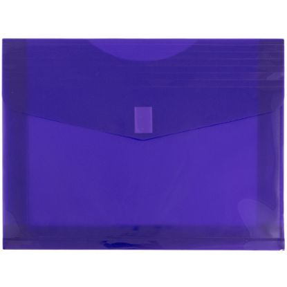 Picture of JAM Paper Plastic Booklet Envelopes, Letter-Size, 9 3/4in x 13in, Hook & Loop Closure, Classic Purple, Pack Of 12