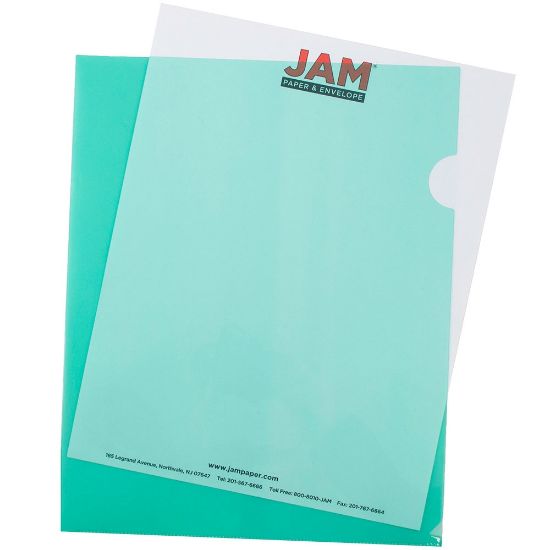 Picture of JAM Paper Plastic Sleeves, 9in x 11 1/2in, 1in Capacity, Green, Pack Of 12