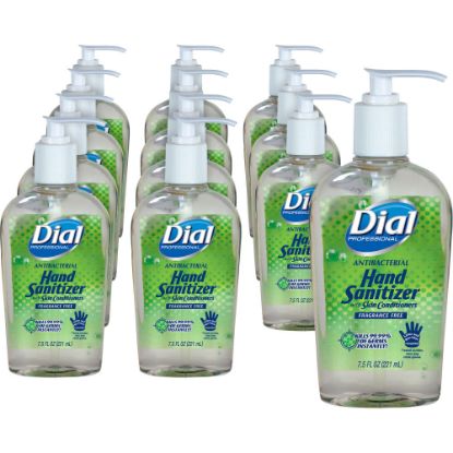 Picture of Dial Hand Sanitizer - 7.50 oz - Pump Bottle Dispenser - Kill Germs, Bacteria Remover, Mold Remover, Yeast Remover - Hand - Fragrance-free, Dye-free - 12 / Carton