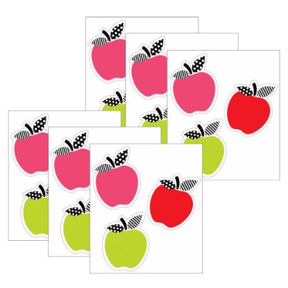 Picture of Carson Dellosa Education Mini Cut-Outs, Schoolgirl Style Black, White & Stylish Brights Apples, 36 Pieces Per Pack, Set Of 6 Packs