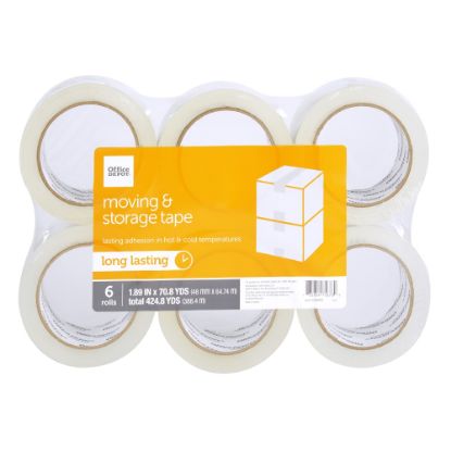 Picture of Office Depot Brand Moving & Storage Packing Tape , 1.89in x 70.8 Yd, Crystal Clear, Pack Of 6 Rolls