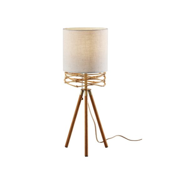 Picture of Adesso Melanie Table Lamp, 25inH, White Shade/Natural/Antique Brass Base