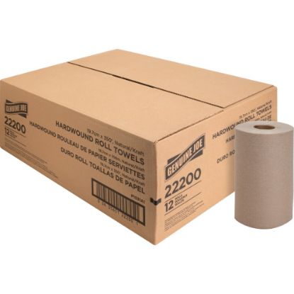 Picture of Genuine Joe Hardwound 1-Ply Paper Towels, 100% Recycled, 350ft Per Roll, 500 Sheets Per Roll, Pack Of 12 Rolls