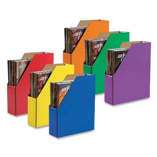 Picture of Pacon 70% Recycled Corrugated Magazine Holders, Assorted Colors (No Color Choice), Pack Of 6