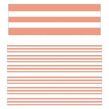 Picture of Carson Dellosa Education Straight Borders, Schoolgirl Style Simply Stylish Coral & White Stripes, 36ft Per Pack, Set Of 6 Packs