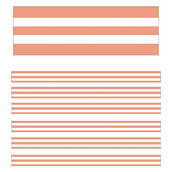 Picture of Carson Dellosa Education Straight Borders, Schoolgirl Style Simply Stylish Coral & White Stripes, 36ft Per Pack, Set Of 6 Packs